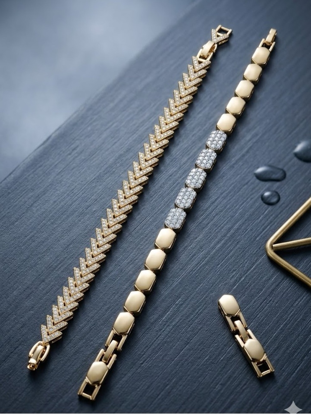 New 14k Gold Filled Pavé CZ Bracelet set of 2